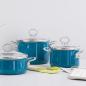 Preview: Riess Fleischtopf mit Glasdeckel, Nouvelle Aquamarin Extra Stark